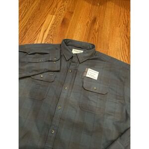 New Poncho Men's Regular Fit Magnetic Pockets Shirt Green Plaid 3XL